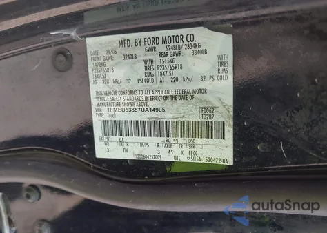 2007 Ford Explorer Sport Trac Limited из США, поврежденный, VIN 1FMEU53857UA14905